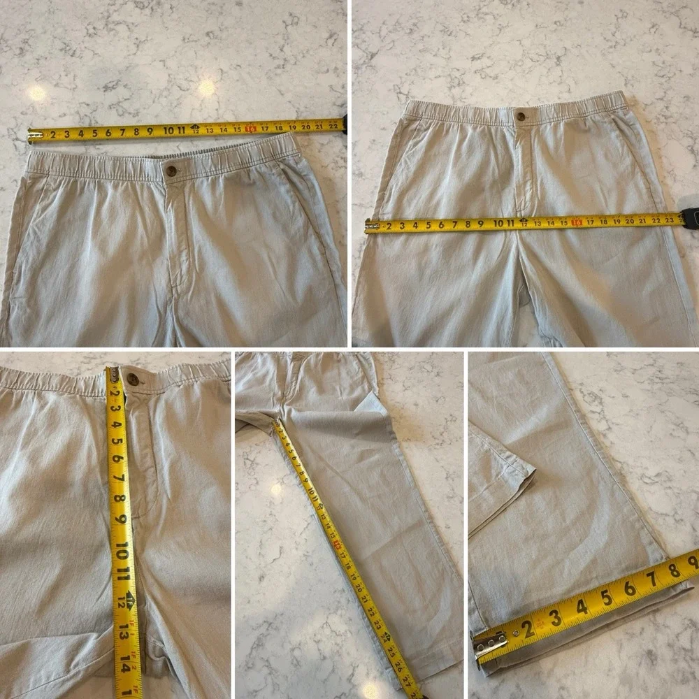 H & M women's linen blend pants size XL pull on tie waist wide leg Breathable